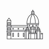 Florence Italy Icon Vector Cathedral Illustration Temple Sign Line sketch template