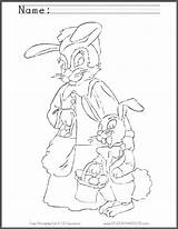 Son Coloring Mother Bunny Easter Bunnies Holidays Rabbits Carrying Mama Adorable Boy Little Her sketch template