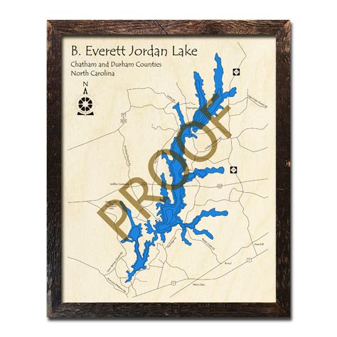 everett jordan lake nc  nautical wood maps