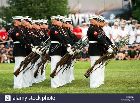 the us marine corps silent drill platoon performs their