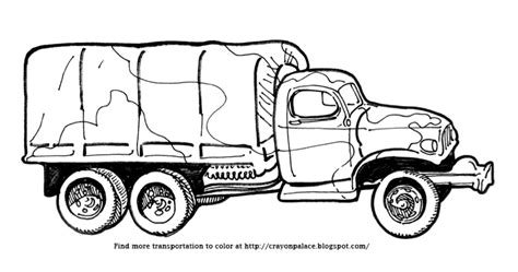crayon palace  army truck coloring page