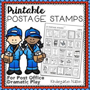 printable postage stamps  post office dramatic play usa dramatic