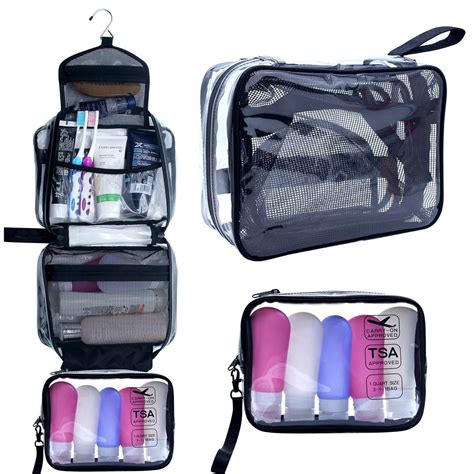 hanging toiletry bag clear travel toiletry bag  detachable tsa approved small clear bag