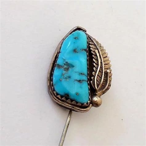 Sterling Silver And Turquoise American Indian Stick Pin California