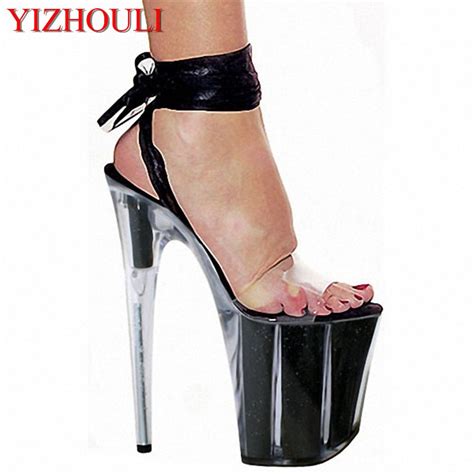 20cm sexy high heel platforms sandals ribbons open toe temptation to