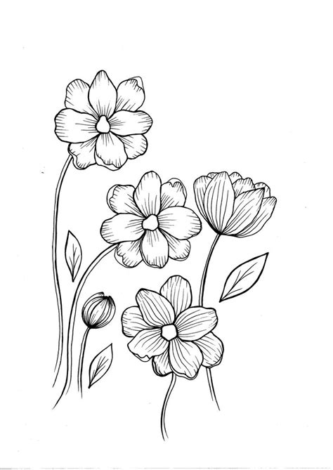 wild flowers  coloring page etsy france wildflower drawing