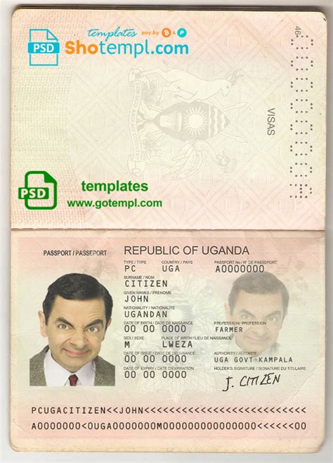 uganda passport template in psd format fully editable passport
