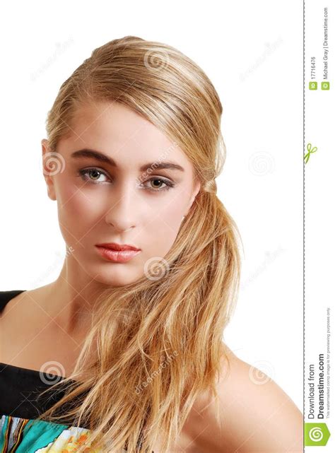 headshot van vrij blonde tiener stock foto afbeelding