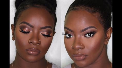 dark skin copper eyes and nude lip makeup prom edition youtube