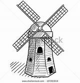 Windmill Dutch Sketch Drawing Illustration Farm Style Doodle Windmills Vector Coloring Drawings Holland Choose Board Netherlands Paintingvalley People Shutterstock sketch template