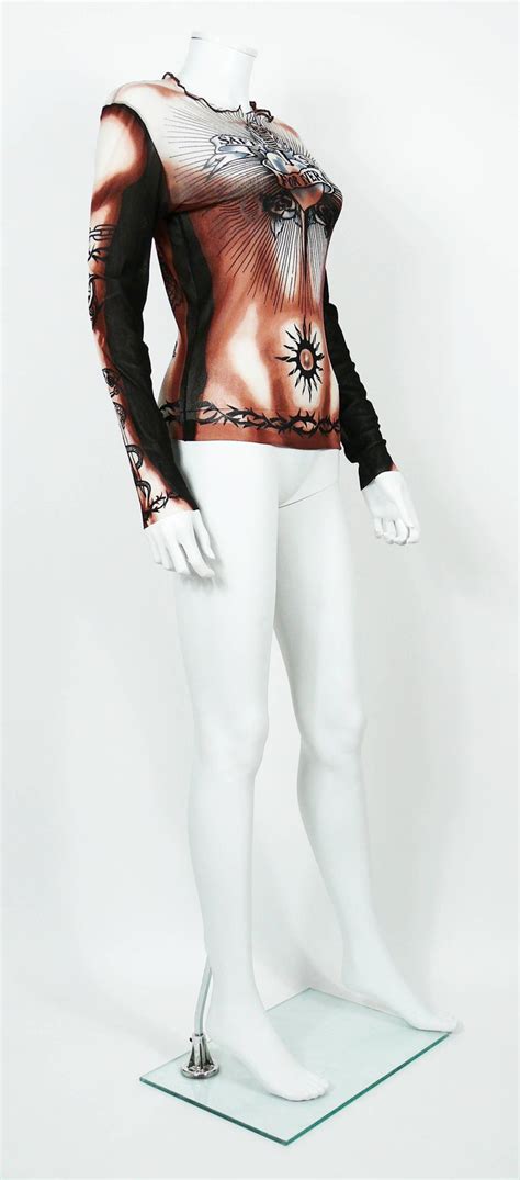 jean paul gaultier vintage safe sex for ever tattoo mesh unisex top size m at 1stdibs