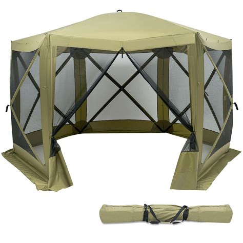 gymax portable pop   sided canopy instant gazebo screen tent green walmartcom