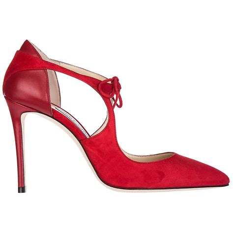 jimmy choo womens suede pumps court shoes high heel vanessa  red lyst
