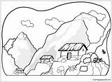 Coloring House Pages African Hut Mountain Foot Comments Kids sketch template