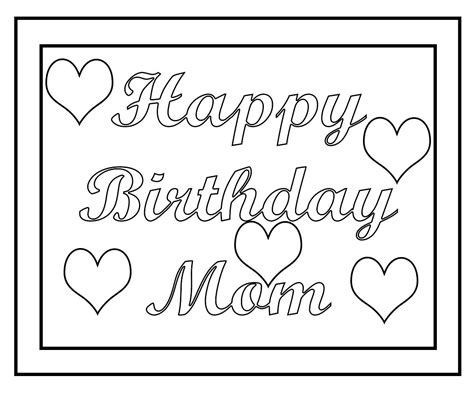 happy birthday mom coloring pages  printable happy birthday mom