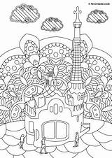 Park Guell Gaudi Antoni Sights Creative Coloring Pages Printable Favoreads Adult sketch template