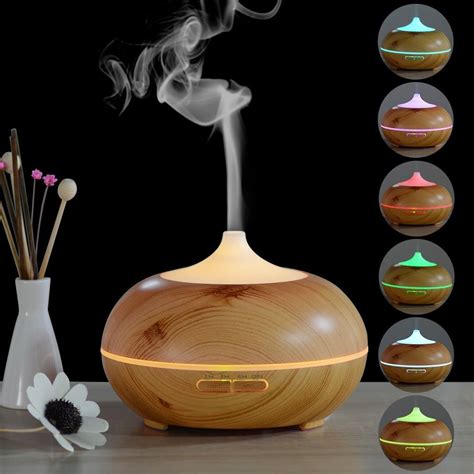Wooden 300ml Aroma Essential Oil Diffuser With Multi Color Night Light