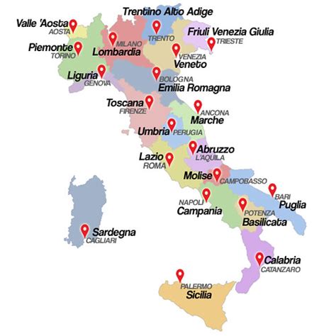 Mapa De Italia Físico Y Político Con Regiones Provincias