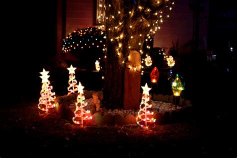 lighted christmas yard decorations picture  photograph