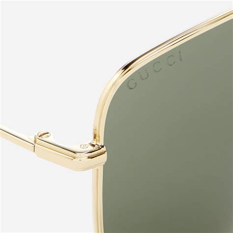 gucci men s square metal frame sunglasses gold green sponsored