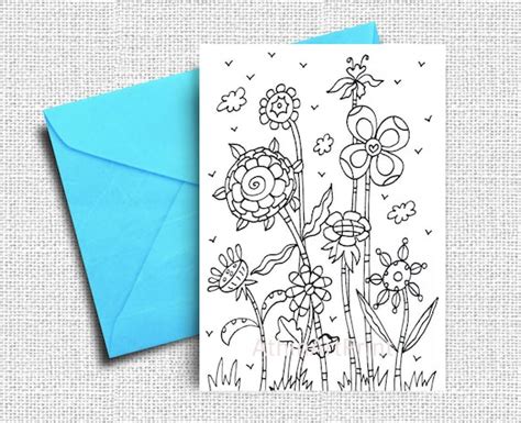 printable card adult coloring cards coloring cards blank etsy