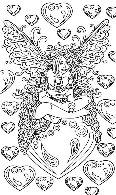 pin  barbara  coloring heart love fairy coloring pages coloring