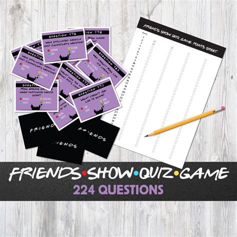 friends tv show quiz game printable cards  questions etsy