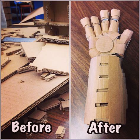turning scraps  cardboard   iron man arm cardboard crafts