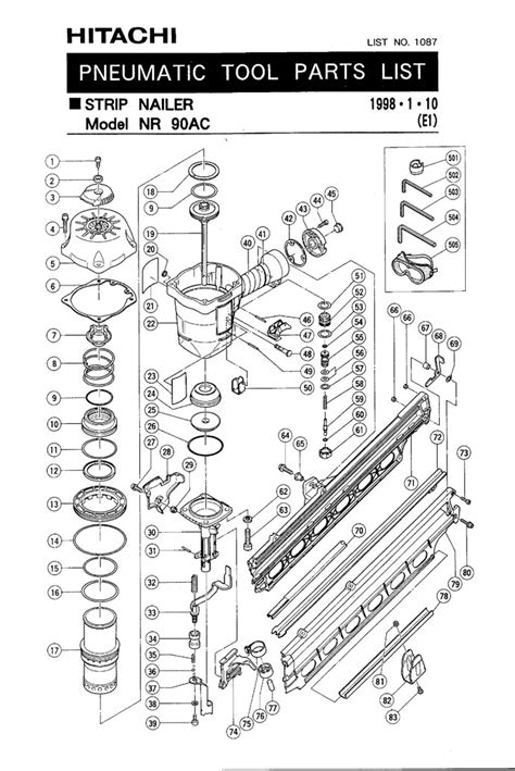 hitachi nail gun parts diagram wiring