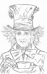 Mad Hatter Drawing Drawings Coloring Alice Wonderland Pages Tattoo Sketches Depp Johnny Wetcanvas Disney Adult Chapeleiro Maluco Burton Tim Para sketch template