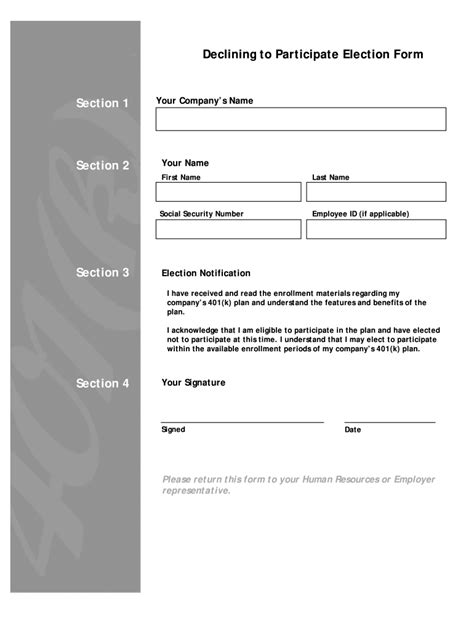 401k Opt Out Form Template Fill Online Printable Fillable Blank