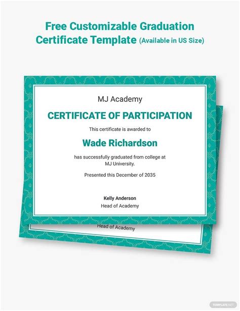 customizable certificate templates examples edit