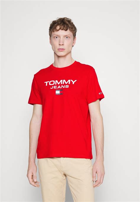 tommy jeans regular entry tee t shirt print deep crimson rot