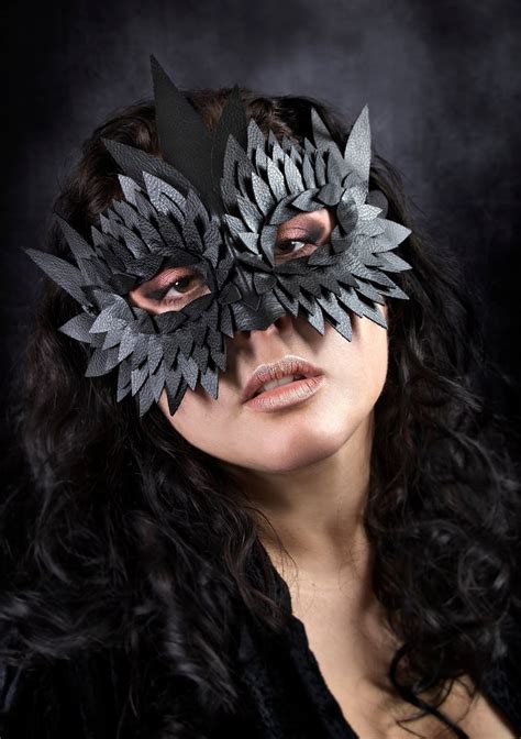 Black Mask Masquerade Masks Women Burning Man Faux Leather Etsy