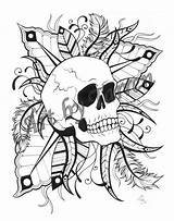 Coloring Pages Skull Printable Skulls Trippy Sugar Girly Awesome Adults Print Cool Color Flaming Adult Tribal Colouring Feathers Tattoo Animal sketch template