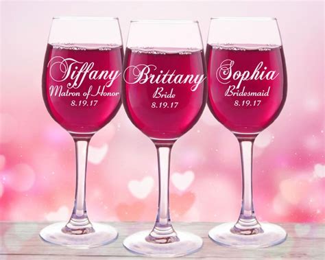 Bridal Party Wine Glasses Personalized Wedding T Custom Etsy