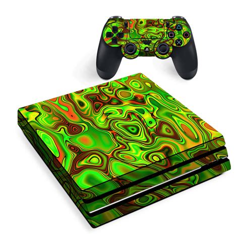skin  sony ps pro console decal stickers skins cover green glass trippy psychedelic