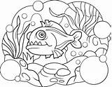 Piranha Coloring Cartoon Book Stock Underwater Illustration Preview Depositphotos sketch template
