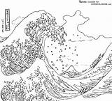 Hokusai Coloring Wave Pages Great Famous Kanagawa Board Printable Kids Waves Coloriage Choose Off sketch template