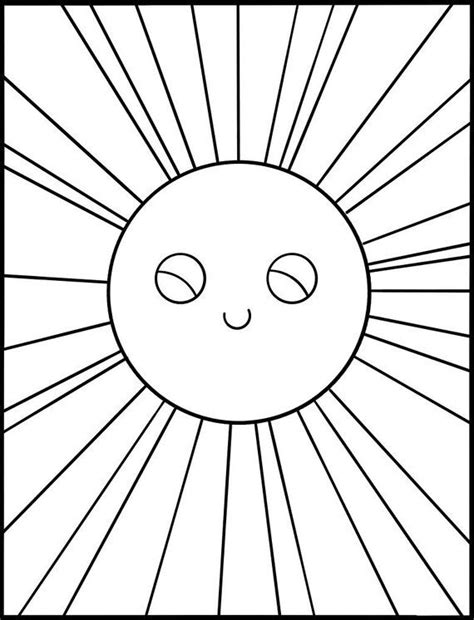 kids coloring page  happy cute sun printable coloring etsy