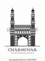 Hyderabad India Charminar Vector Illustration Monument Shutterstock Stock Sketch Logo Silhouette Telangana Royalty Flat Tourism Preview Presentation sketch template
