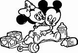 Minnie Coloring Mickey Baby Mouse Catching Hug Ball sketch template