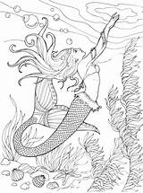 Mermaid Coloring Pages Adults Mermaids Adult Colouring Christmas Beautiful Kids Sheets Printable Book Color Dover Publications Welcome Intricate Fish Realistic sketch template