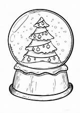 Globe Coloring Snow Christmas Pages Tree Printable Xmas Drawing Kids Snowglobe Globes Print Sheets Easy Colouring Color Sheet Printcolorfun Fun sketch template