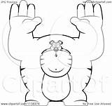 Outlined Buff Tiger Giving Clipart Cartoon Cory Thoman Coloring Vector 2021 Clipartof sketch template