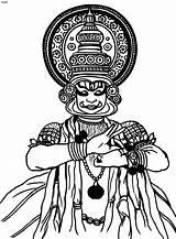 Kathakali Dance Indian Sketch Clipart Line Outline Folk Coloring India Saraswati Drawings Pages Dances Drawing Logo Pencil Cliparts Painting Dancer sketch template