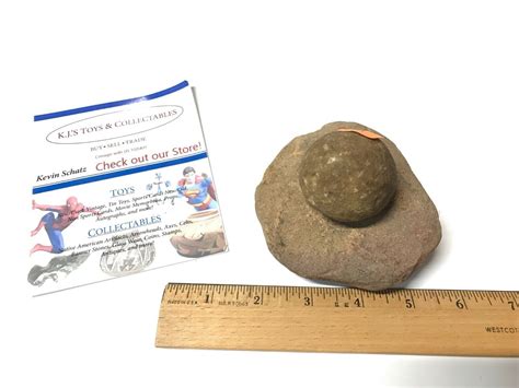 Native American Indian Nutter Cup Stone Grinding Stone And Ball Artifact