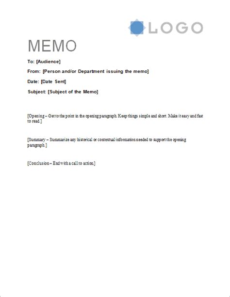 memorandum template sample memo letter