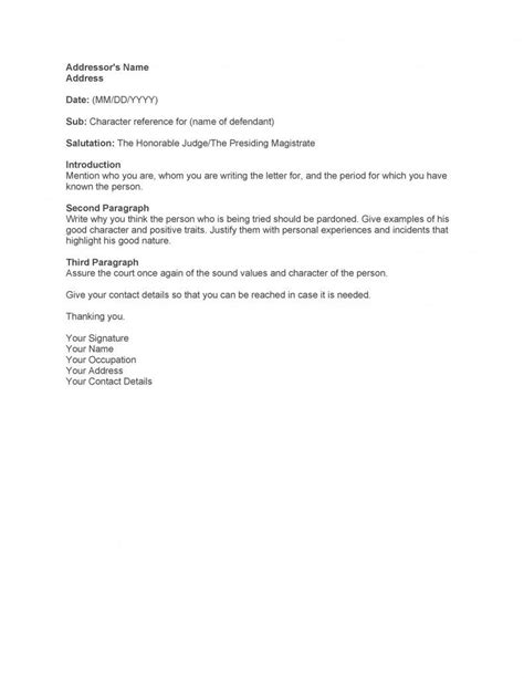 character witness letter  reference letter character