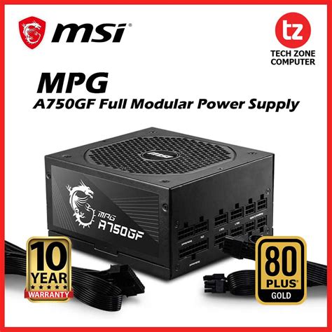 Msi Mpg A750gf Fully Modular Power Supply Unit Psu 750w With 80 Gold